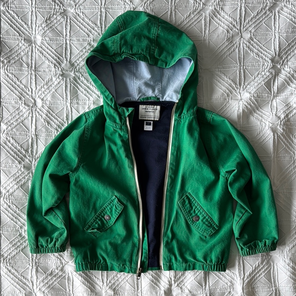 JANIE & JACK | Toddler Green Hooded Cloth Spring Jacket | Size 3/4T